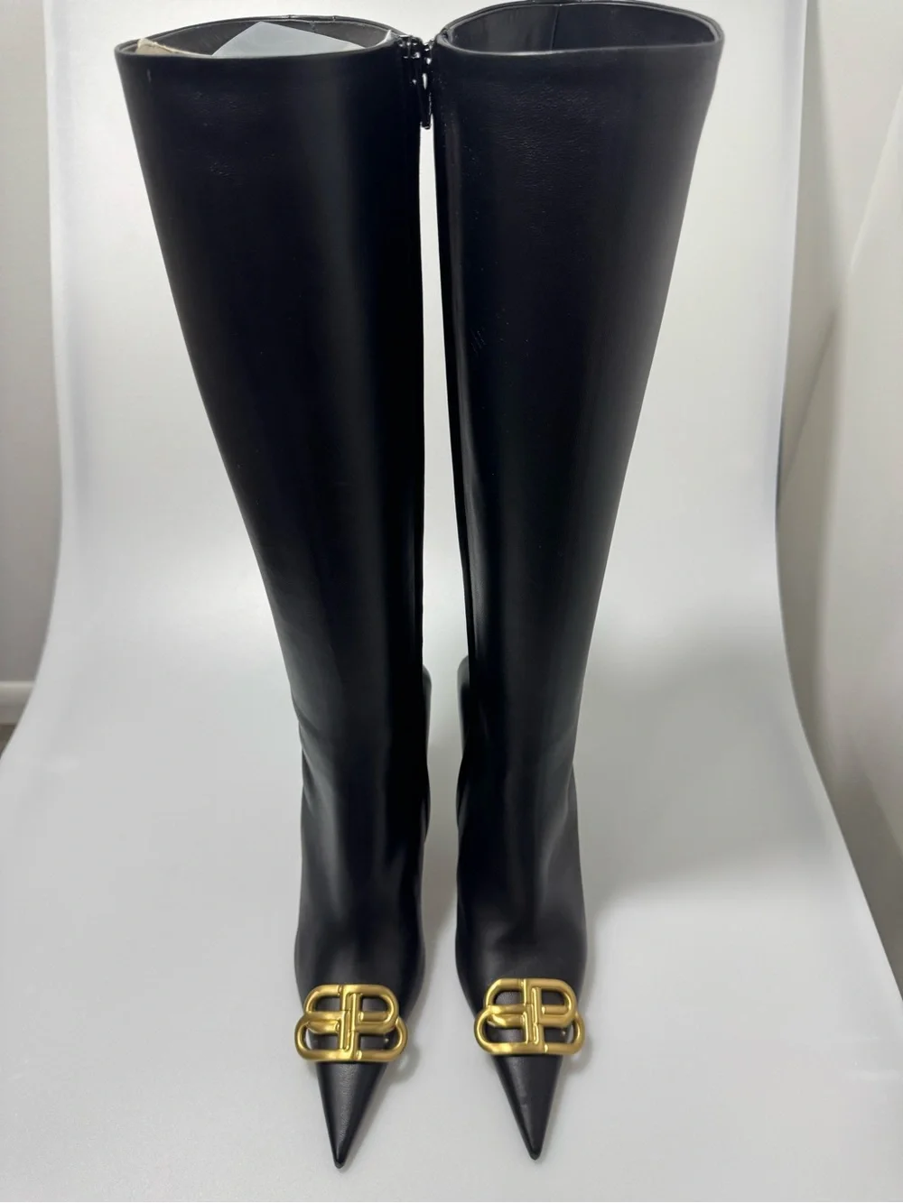 Balenciaga Square Knife Boots Black Gold Women’s EU 37/US 7